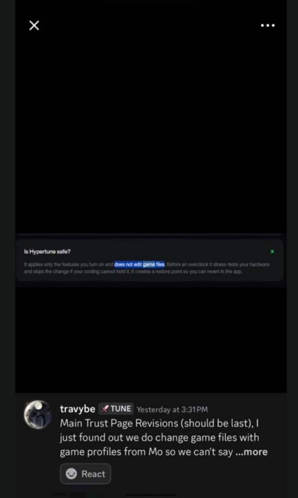 Before: the FAQ answer says does not edit game files.